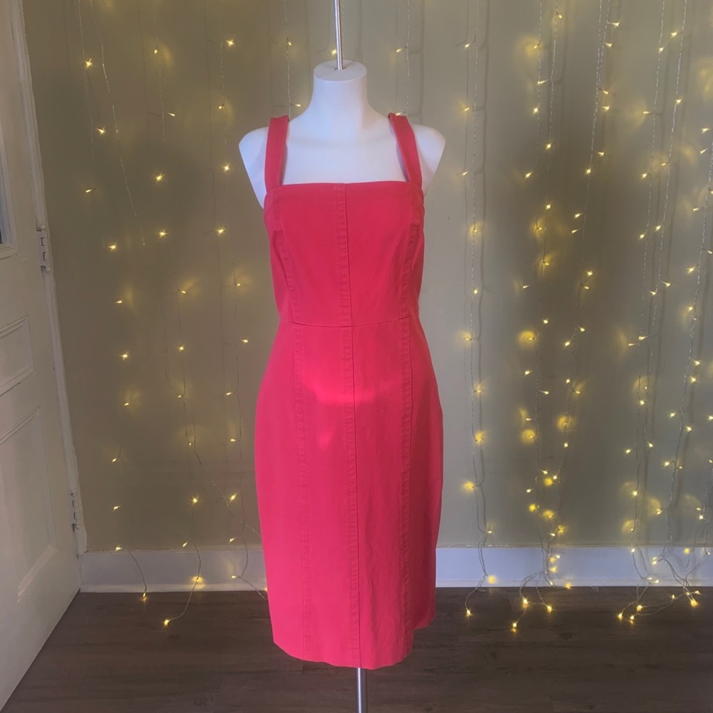 Structured salmon pink midi dress- banana republic